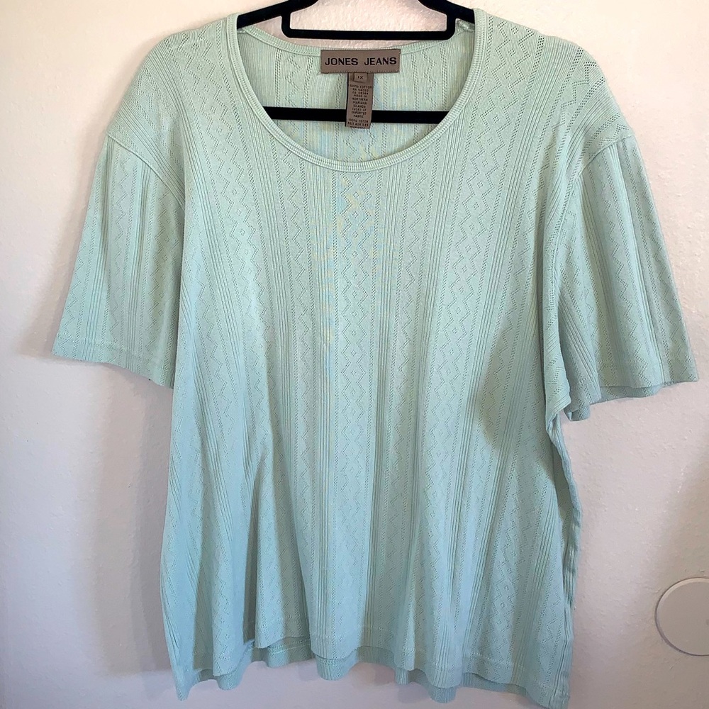 Jones Jeans Vintage light green 100% cotton short sleeve top size 1x